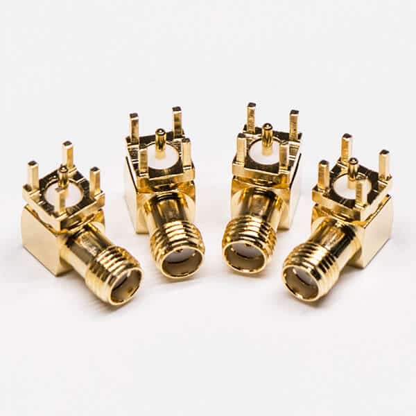 4-4 sma母連接器90度彎式鍍金插孔接PCB板